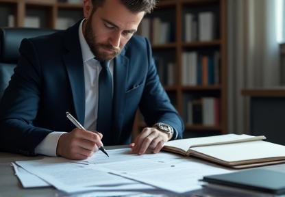 Avocat analysant des dossiers